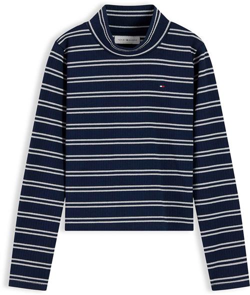 Tommy Hilfiger Langærmet Bluse Med Ribkant Dark Blue Stripe  Dark Blue Stripe 7 Y  Blå  7 år  Drenge, Piger