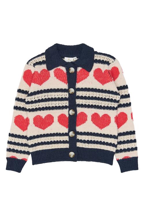 The New Vallie Cardigan Gardenia Striped  Gardenia Striped 7-8 Y  Hvid  7-8 år  Piger