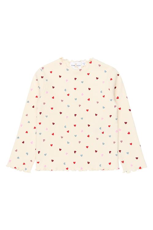 The New Siblings Vera T-shirt Med Ribkant Gardenia  Gardenia  110 cm  Hvid  110 cm  Piger
