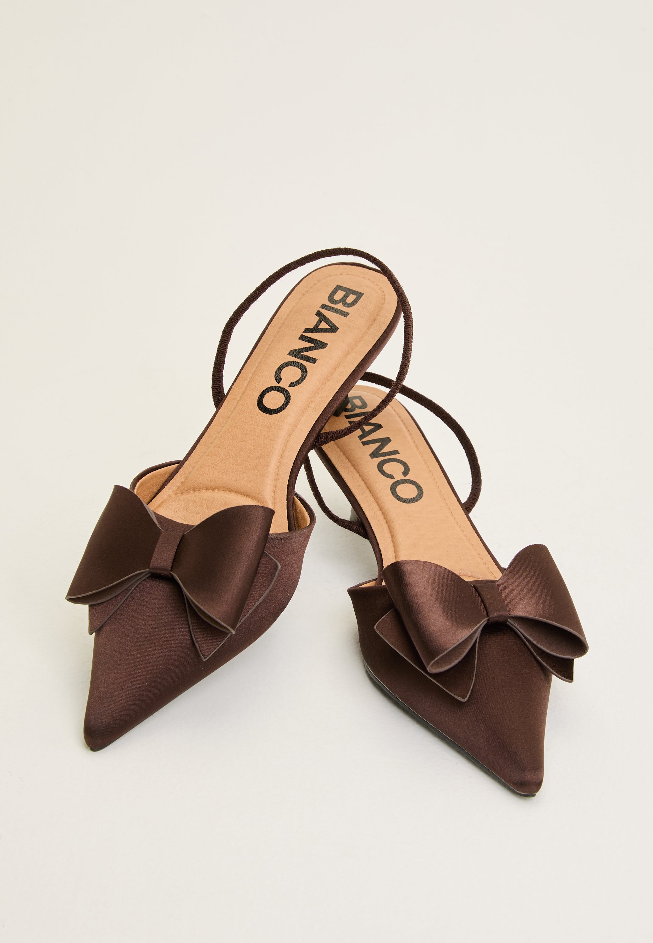 BIANCO Biakristin Kitten Heel Bow Slingback Satin