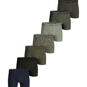 Björn Borg 7P Cotton Stretch Boxer Grøn/Brun bomuld Small Herre