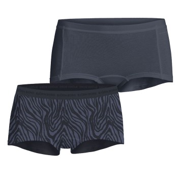 Björn Borg Trusser 2P Double Everyday Cotton Boxer Shorts Sort/Grå bomuld Small Dame
