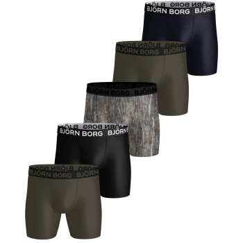 Björn Borg 5P Sports Microfiber Boxer Trunks Grøn/Brun polyester X-Large Herre