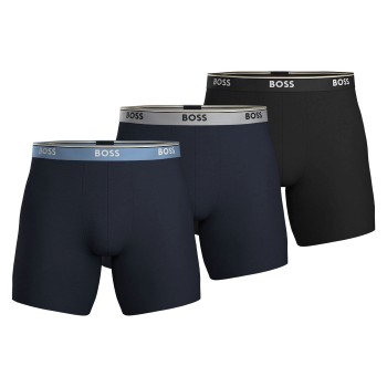 BOSS 3P Power Boxer Brief Long Sort/Blå bomuld Large Herre