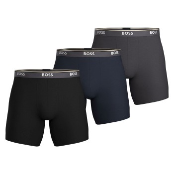 BOSS 3P Power Boxer Brief Long Grå/Blå bomuld XX-Large Herre