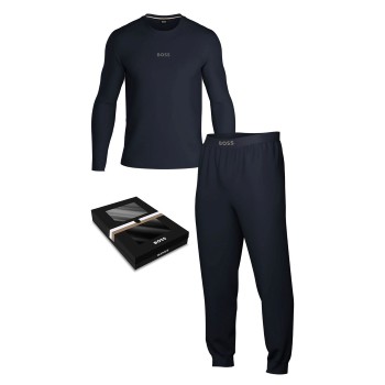 BOSS Xmas Long Pyjama Set Mørkblå bomuld Medium Herre
