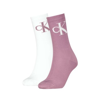 Calvin Klein Strømper 2P Women Monogram Crew Socks Rosa Str 39/42 Dame