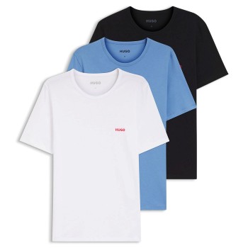HUGO 3P Triplet T-Shirt Hvid/Blå bomuld X-Large Herre