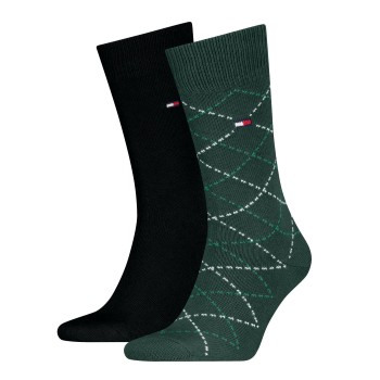 Tommy Hilfiger Strømper 2P Men Argyle Sock Mørkgrøn  bomuld Str 43/46 Herre