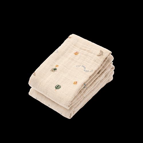 Liewood Lewis 2-pak Muslin-klude Star Flying Mix  Star Flying Mix One Size  Creme  One Size  unisex