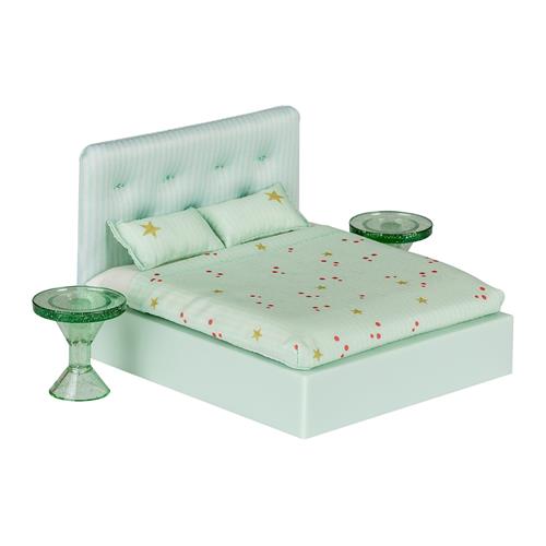Lundby Bed With Upholstered Headboard Green Green One Size  Grøn  One Size 3+ Years Drenge, Piger