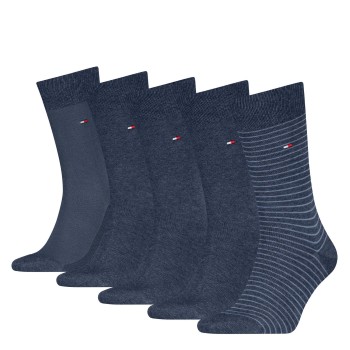 Tommy Hilfiger Strømper 5P Men Stripe Socks Gift Box Jeansblå Str 43/46 Herre