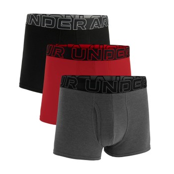 Under Armour 3P Performance Cotton Solid 3in Boxers Sort/Rød Large Herre