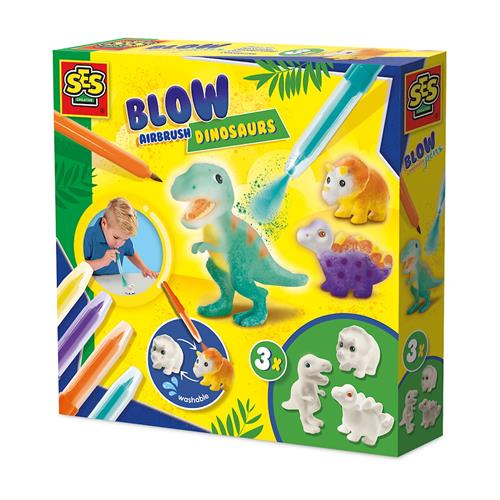 SES Creative Blow Airbrush-penne Dinosaurs  Yellow One Size  Gul  One Size 5 Years + unisex