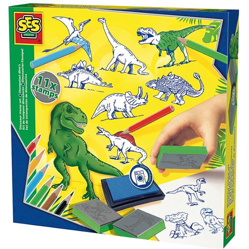 SES Creative Dinosaur Stamp Set Yellow One Size  Gul  One Size 4-9 Years Drenge, Piger