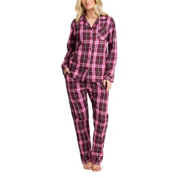 Damella Cotton Flannel Pyjamas Brun/rosa bomuld Small Dame