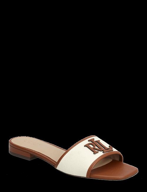 Lauren Ralph Lauren | Everley Leather-Trim Canvas Slide Sandal | 38