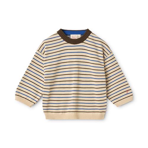Flöss Storm Trøje Cream-Mosswood Stripe  Cream-Mosswood Stripe 5-6 Y  Creme  5-6 år  unisex