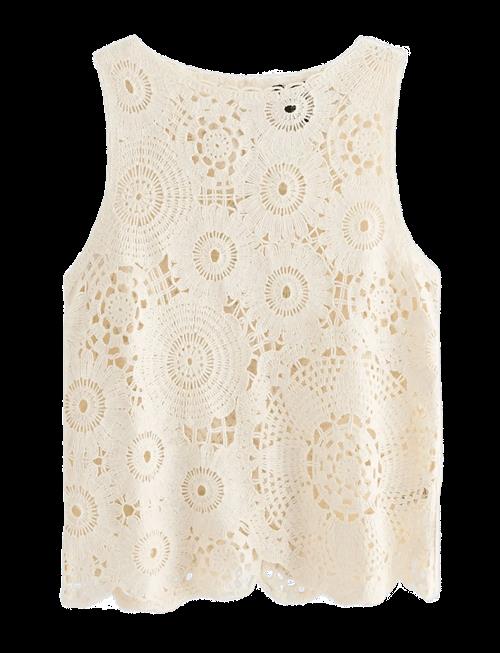 Lindex | Sleeveless Top With Crochet Look | XL