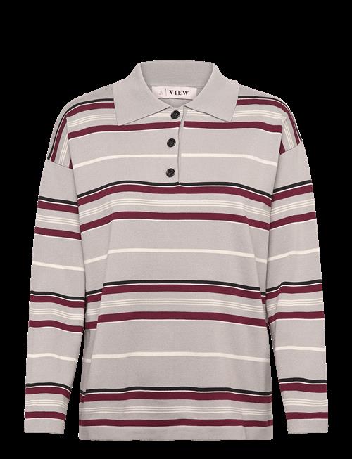 A-View | Polo Long Sleeve Stripe Knit Blouse | M