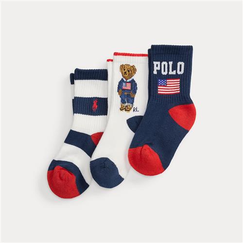 Ralph Lauren Americana Br Crew Sock 3 Pack Red  4-7 Y    4-7 år  Drenge