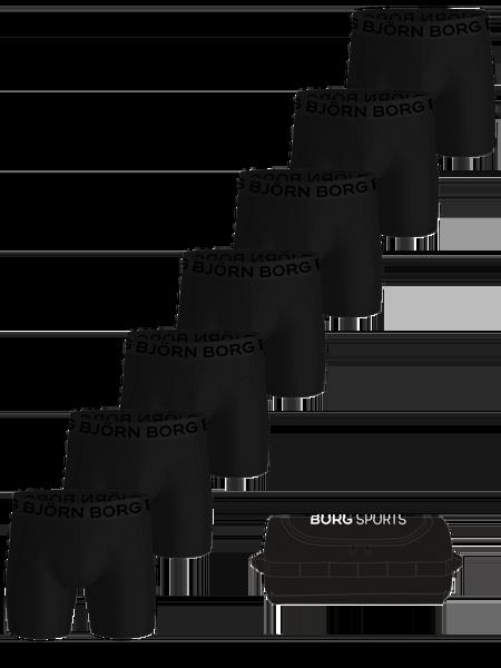 Björn Borg Sports Lightweight Boxers + Wash Bag 7-pack Sort, XS