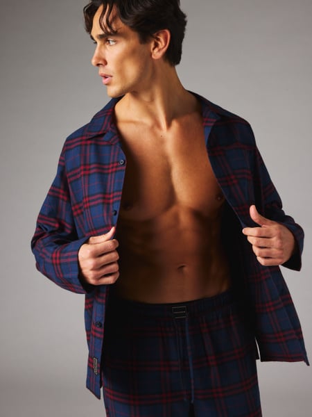 Björn Borg Core Flannel Pyjama Shirt Blå, XS