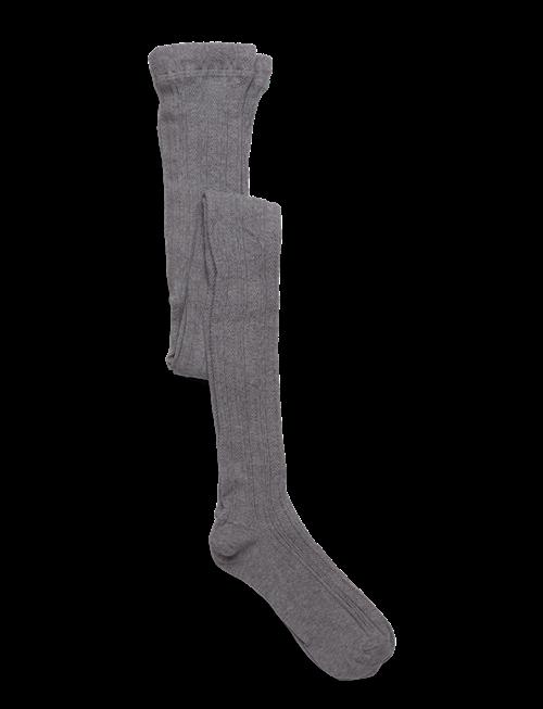 Geggamoja | Cable Knitted Stockings Grey Melange | 134-140