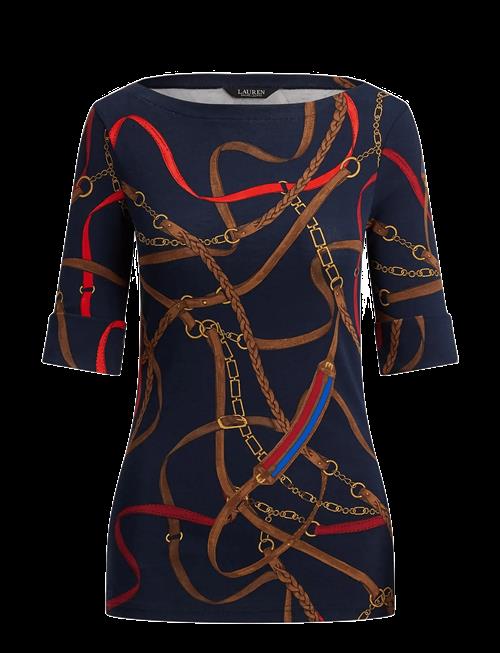 Lauren Ralph Lauren | Belting-Print Cotton Boatneck Tee | M