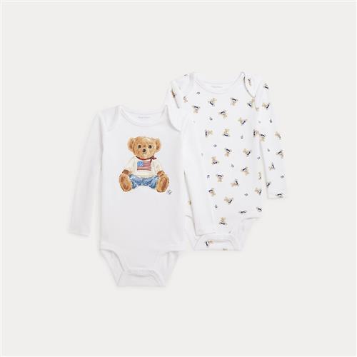 Ralph Lauren Polo Bear 2-pak Bomuldsbodysuit White  White 1 Y  Hvid  1 år  Drenge