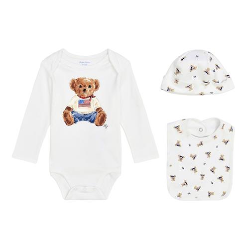 Ralph Lauren Polo Bear 3-delt Gavesæt White Multi  White Multi 9 months  Hvid  9 måneder  Drenge