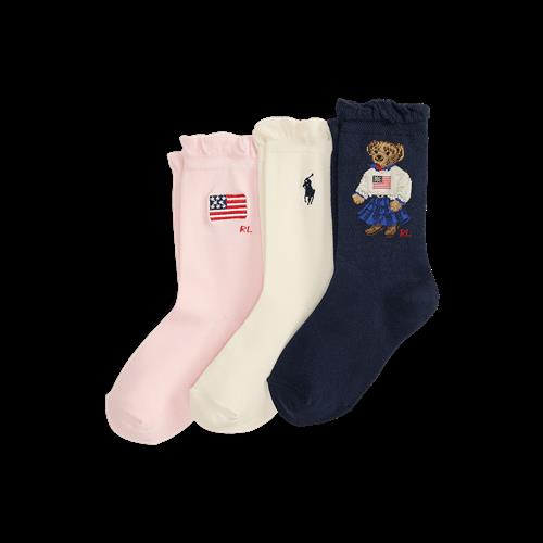 Ralph Lauren 3-pak Sokker Navy Ivory Blue  Navy Ivory Blue 2-4 Y  Marineblå  2-4 år  Piger