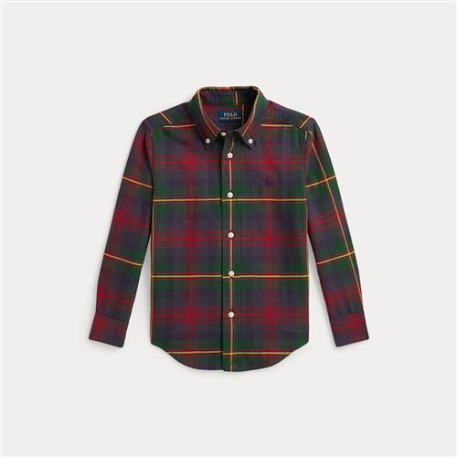 Ralph Lauren Woven Polo T-Shirt Shirt Green Red Multi 7 Y  Rød  7 år  Drenge