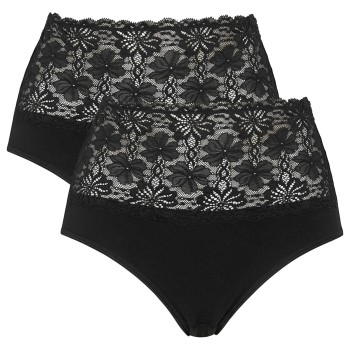 Damella Trusser 2P Lace Maxi Briefs Sort bomuld Small Dame