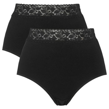 Damella Trusser 2P Maxi Brief With Lace Sort bomuld Large Dame