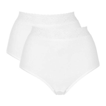 Damella Trusser 2P Maxi Brief With Lace Hvid bomuld 2XL Dame
