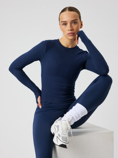 Björn Borg Studio Ribbed Cropped Long Sleeve Marineblå, XS