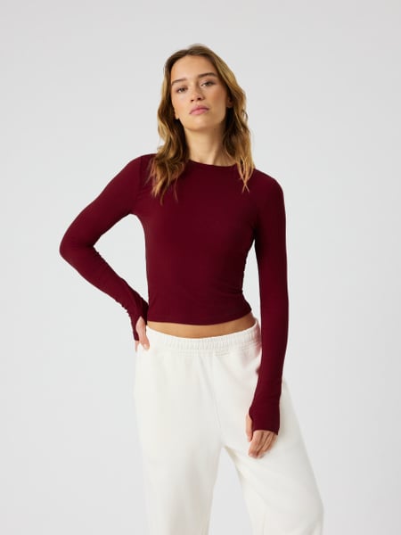 Björn Borg Studio Ribbed Cropped Long Sleeve Rød, M