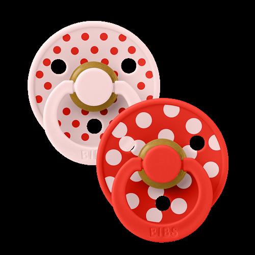 BIBS Studio Colour Polka 2-pak Runde Latex-sutter Blossom Candy Apple  Blossom Candy Apple 6+M  Rød  6+ måneder  unisex
