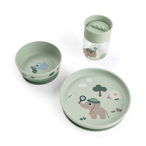 Done by Deer Foodie Dinner Set W/360° Cup Tiny Trails Green Green One Size  Grøn  One Size  unisex
