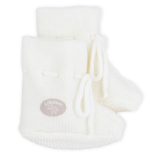 Lillelam Baby Booties Classic White White 62/68 cm Uld Hvid  62/68 cm  unisex
