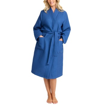 Damella Cotton Jersey Waffle Robe Blå bomuld Small Dame