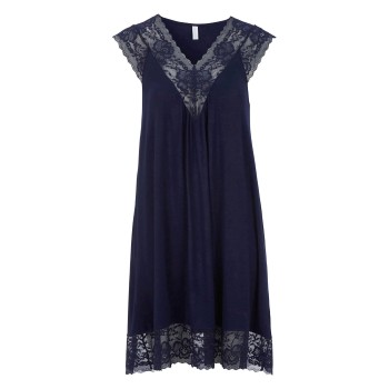 Damella Viscose Plain Sleeveless Nightdress Marineblå viskose X-Small Dame