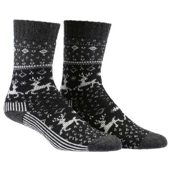 Damella Strømper Wool Socks With Pattern Sort/Grå Str 35/38 Dame