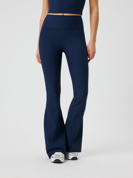 Björn Borg Studio Ribbed Flare Tights Tall Blå, XL