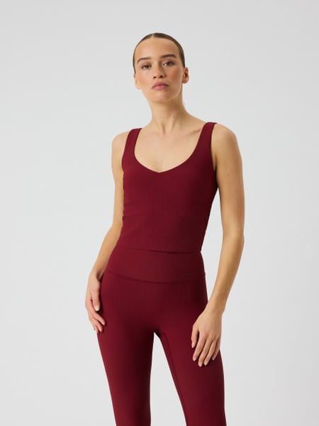 Björn Borg Studio Ribbed V-neck Top Rød, L