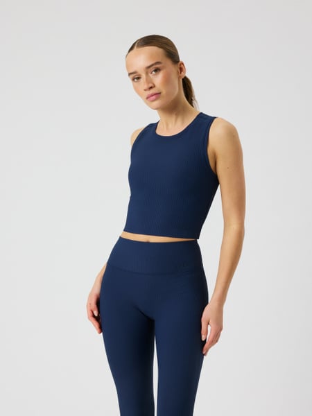Björn Borg Studio Ribbed Cropped Tank Top Marineblå, L