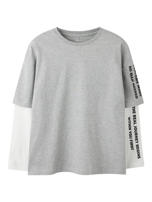 Name It T-shirt Med Lange Ærmer Grey Melange  Grey Melange  122/128 cm  Grå  122/128 cm  Drenge