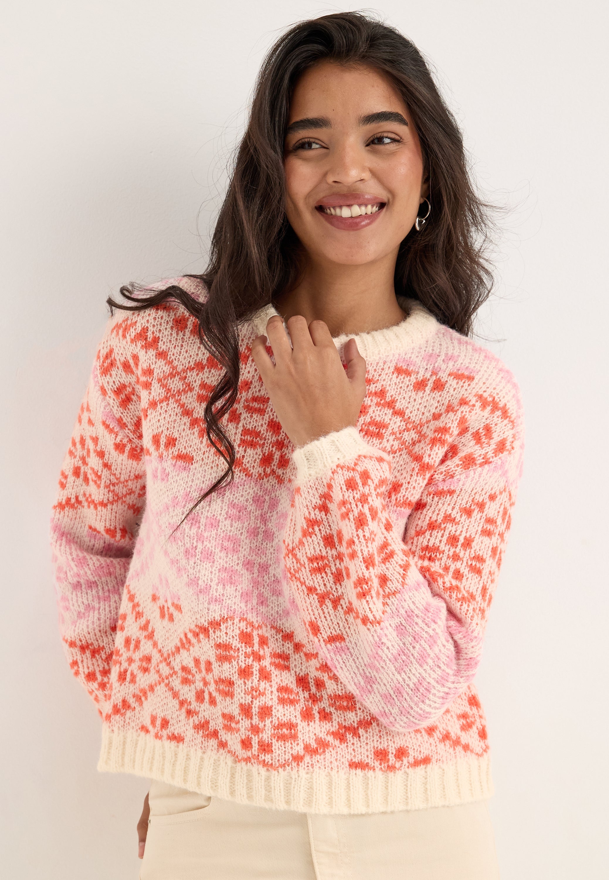 ONLY Onlcaro Ls Pattern O-neck Cc Knt