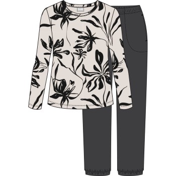 Trofé Trofe Graphic Pyjama Set Hvid/Sort X-Large Dame